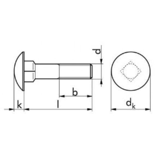 DIN 603 – 4.8 – surub cap torbant, zincat alb, 2, Fixkit.ro