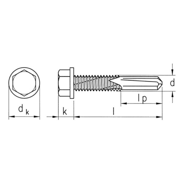 DIN 7504K – L – surub autoforant cu cap hexagonal, zincat alb