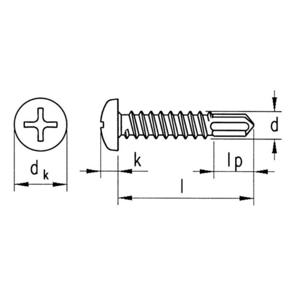 DIN 7504N – surub autoforant cu cap bombat, zincat alb