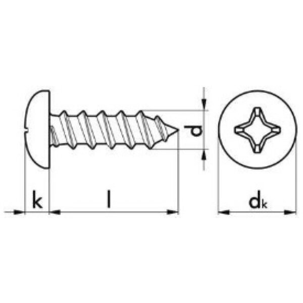 DIN 7981 – surub autofiletant pentru tabla cu cap bombat, zincat alb, 2, Fixkit.ro