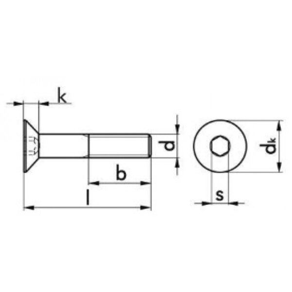 DIN 7991 – A2 – surub cap inecat inbus