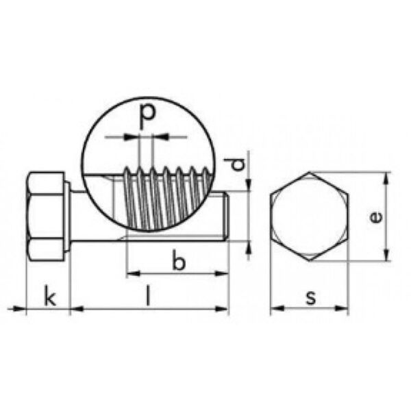 DIN 960 – 10.9 – surub pas fin, cap hexagonal, partial filetat, negru