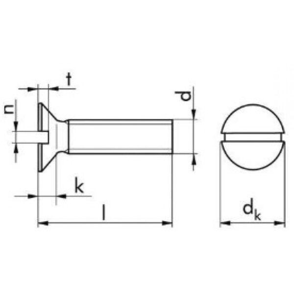 DIN 963 – 4.8 – surub cu cap inecat, zincat, 2, Fixkit.ro