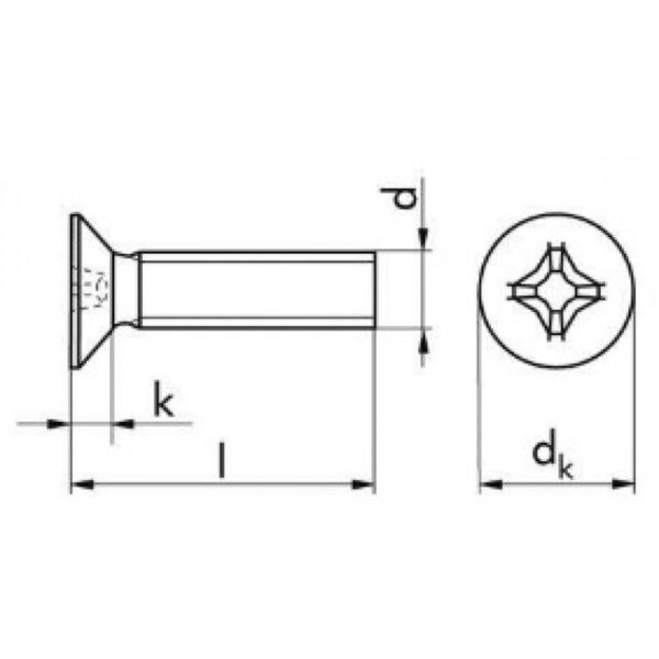 DIN 965 – 4.8 – surub cu cap inecat, zincat