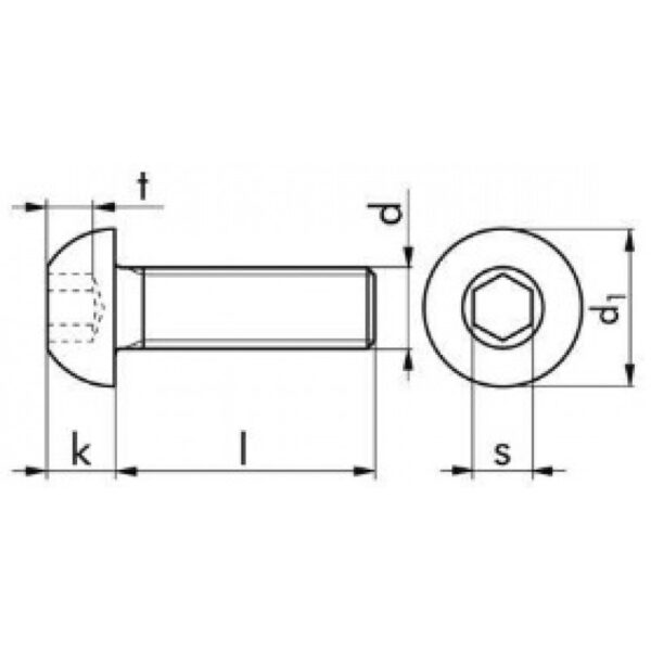 ISO 7380 -10.9 – surub cap bombat, negru