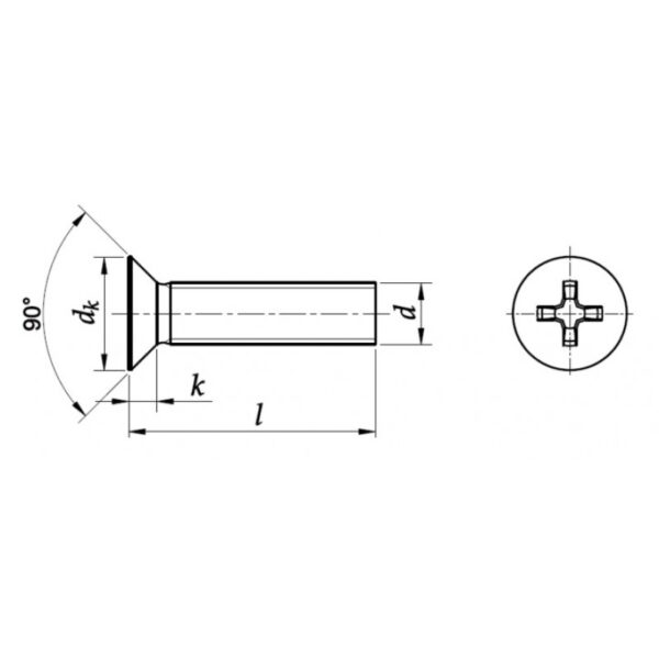 DIN 965 – surub cap inecat, cruce, alama, 2, Fixkit.ro
