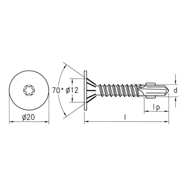 Art. 0219 – surub autoforant cu cap plat, zincat alb, 2, Fixkit.ro