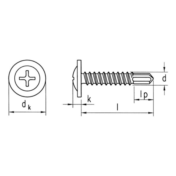 Art. 104 – surub autoforant cu cap plat si saiba, zincat alb, 2, Fixkit.ro