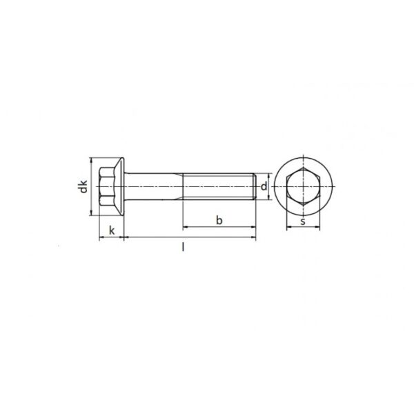 DIN 6921 – 8.8 – surub cu flansa, cap hexagonal, zincat alb