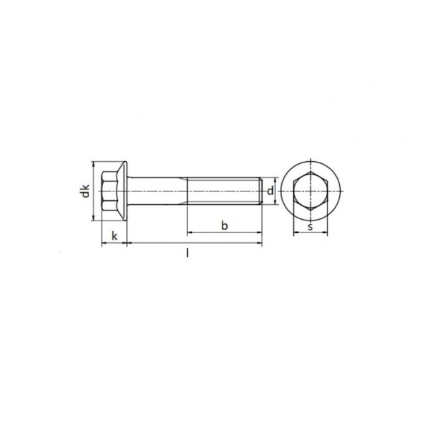 DIN 6921 – 10.9 – surub cu flansa,cap hexagonal, partial filetat, DACROMET, 2, Fixkit.ro