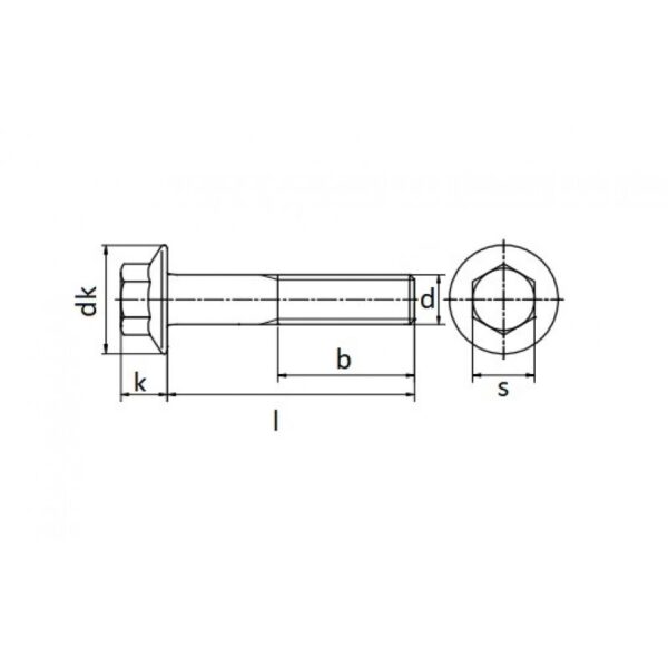 DIN 6921 – 10.9 – surub cu flansa, pas fin, partial filetat, negru